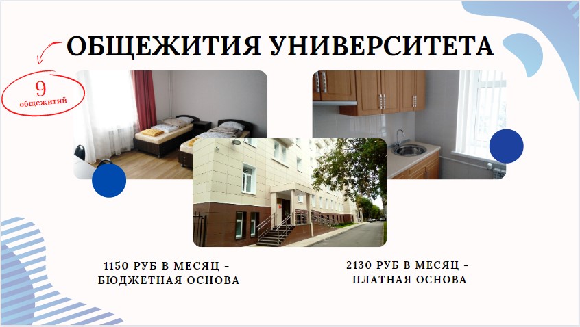Общежития университета